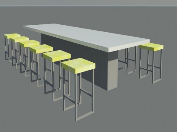 Island bench and stools