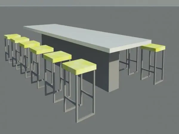 Island bench and stools — preview 1, by bsf (RevitCity, CC0)