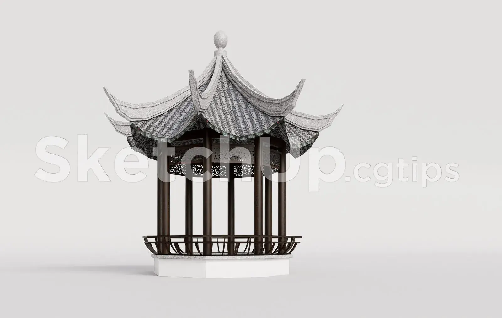 Traditional Wooden Pavilion with Tiled Roof
