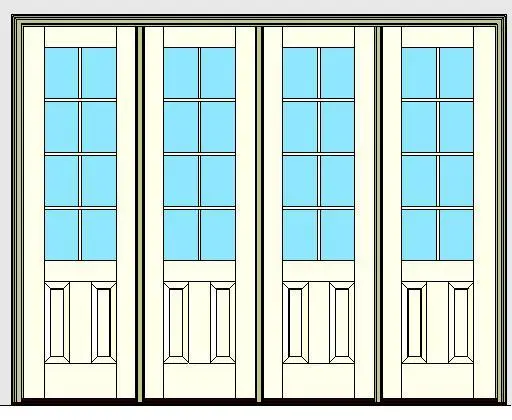 Kolbe Ultra Series Outswing Entrance Door 4-Wide 2-Panel Standard Sill Units — preview 1, by Kolbe (RevitCity, CC0)