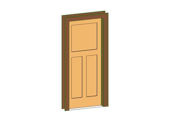 Int-Single-3 Panel-Craftsman Casing Door