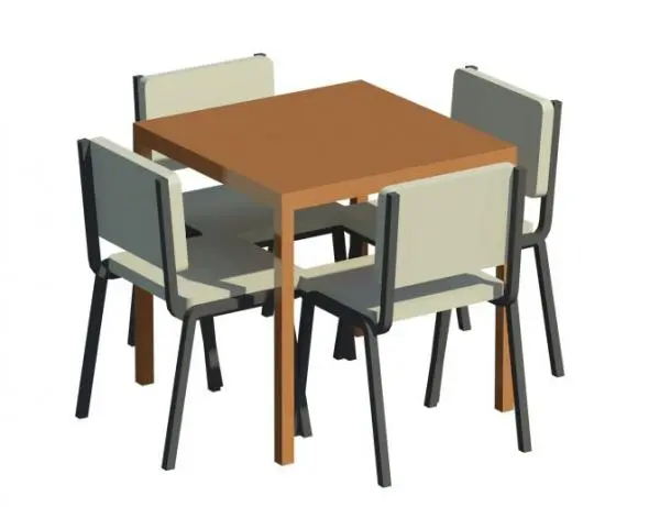 Parametric Rectangular Table with Chairs — preview 1, by Marietta Haywood (RevitCity, CC0)
