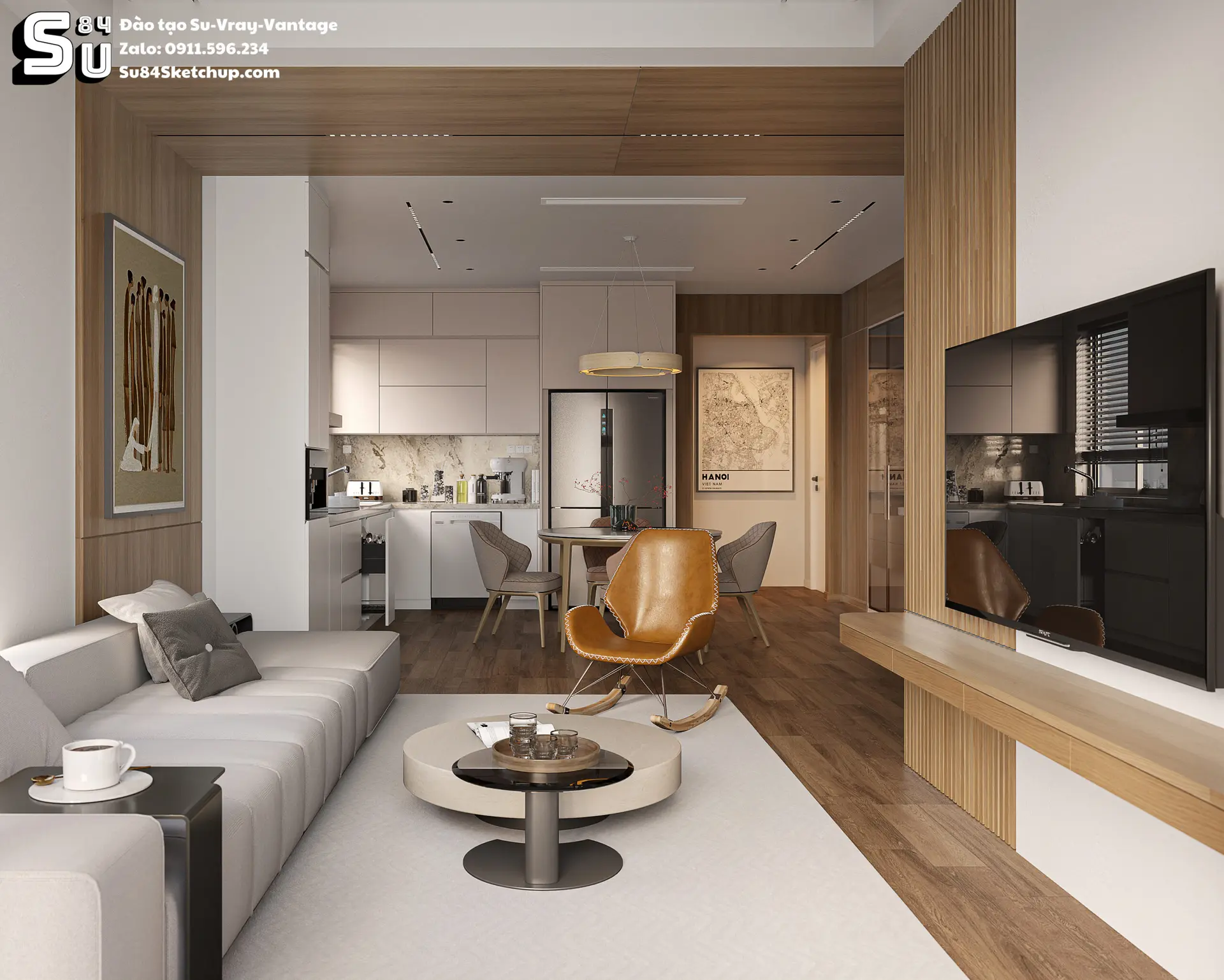 Indochine Living Room – Kitchen Interior