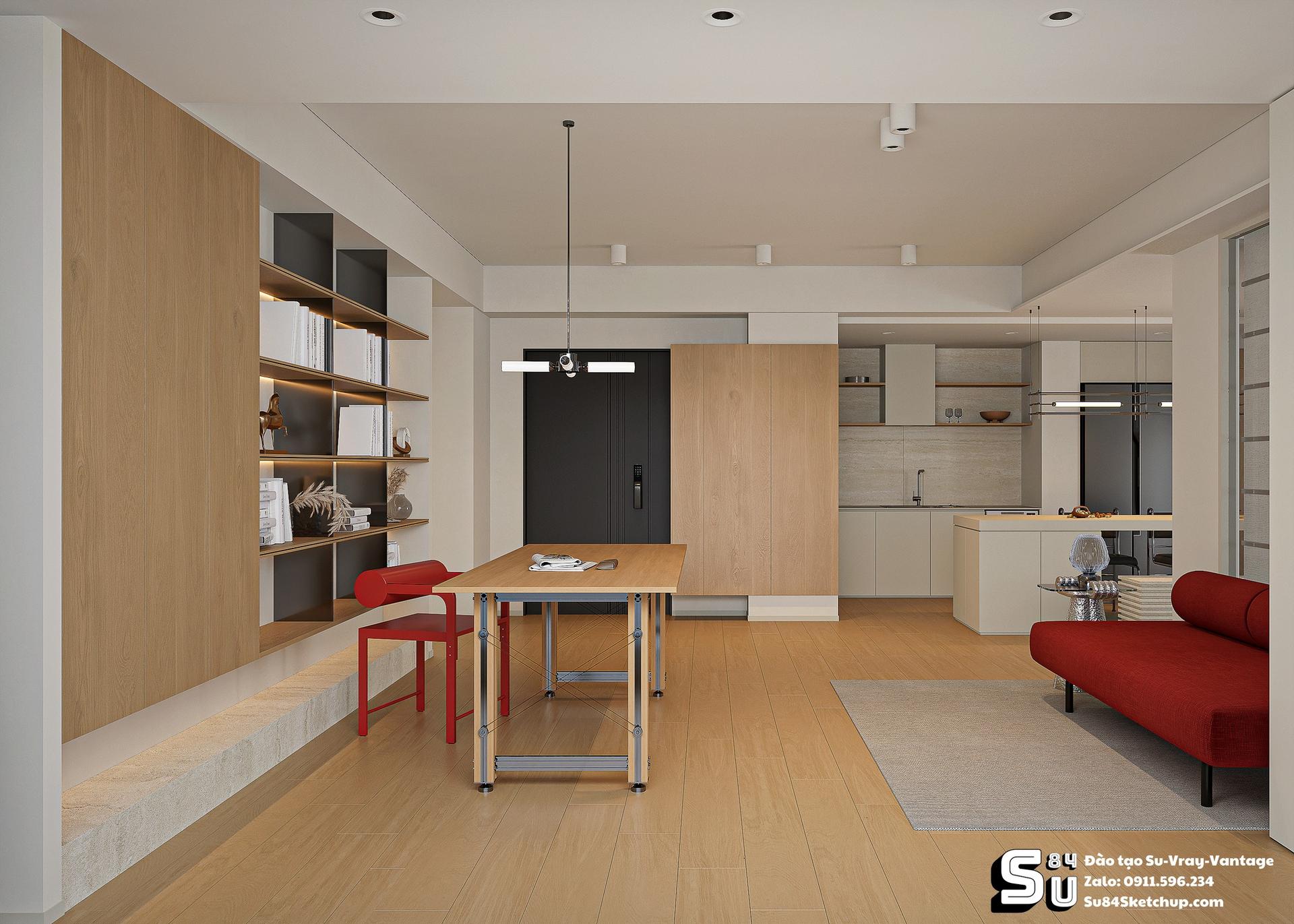 Minimalist Living Room and Kitchen Full