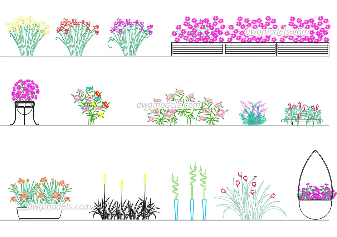 Flowers — preview 1 (dwgmodels.com, CC0)
