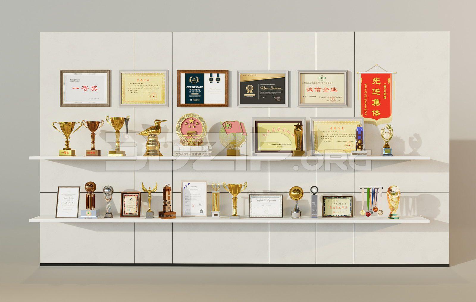 Various Types Of Trophies And Cups