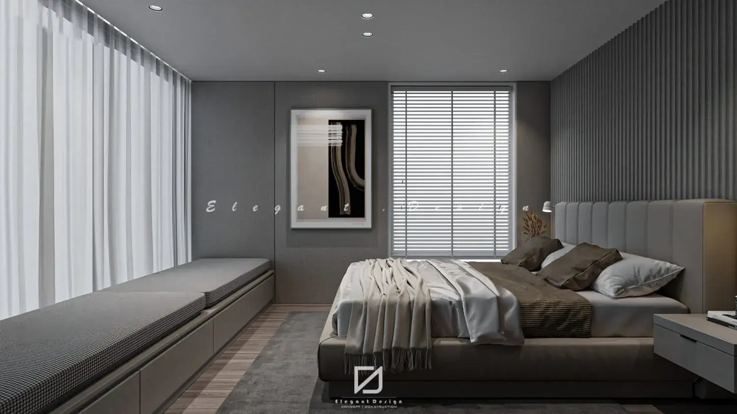 Interior Bedroom and Bathroom