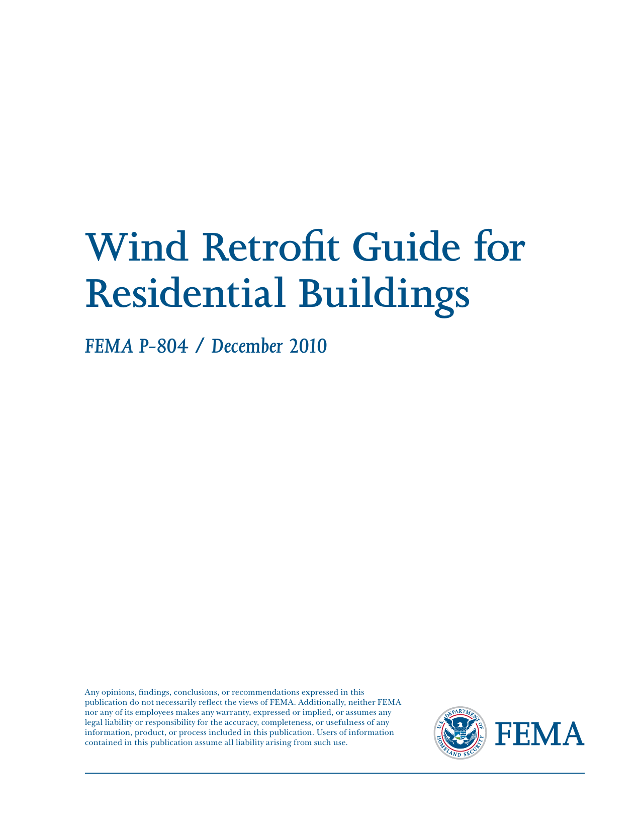 FEMA P-804 Wind Retrofit Guide for Residential Buildings