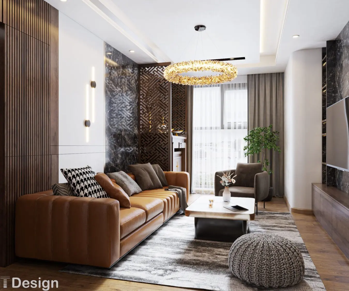 Interior Living Room- Kitchen