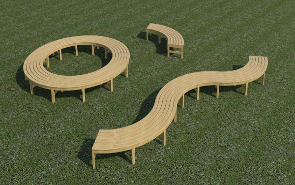 Curved Backless Bench