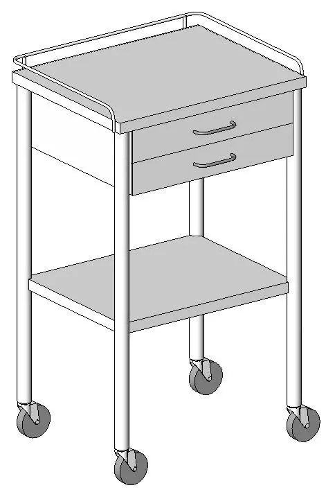 Utility Instrument Table - Stainless Steel w-Drawer — preview 1, by Felix M. Gonzalez (RevitCity, CC0)