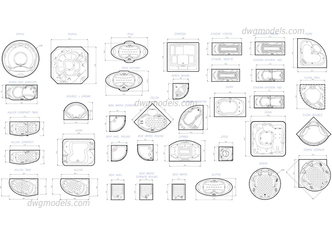 Jacuzzi set — preview 1 (dwgmodels.com, CC0)