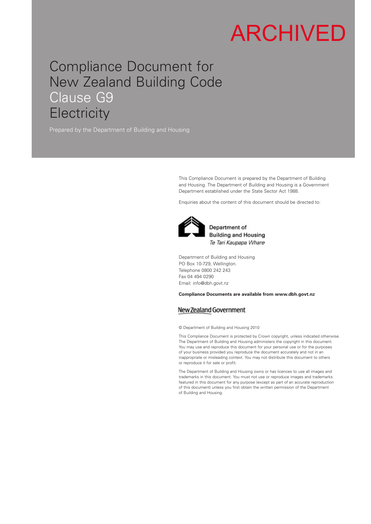 New Zealand Building Code G9 — Electricity (Acceptable Solution)