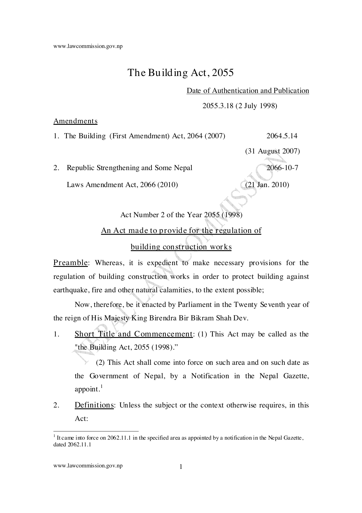 Building Act, 1998