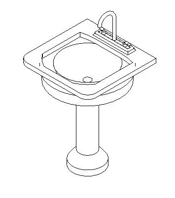 Pedestal Sink with faucet Set — preview 1, by Marcy King, Plans by Marcy (RevitCity, CC0)