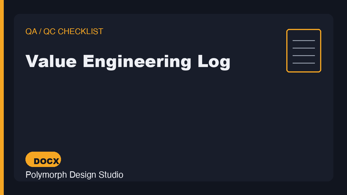 Value Engineering Log