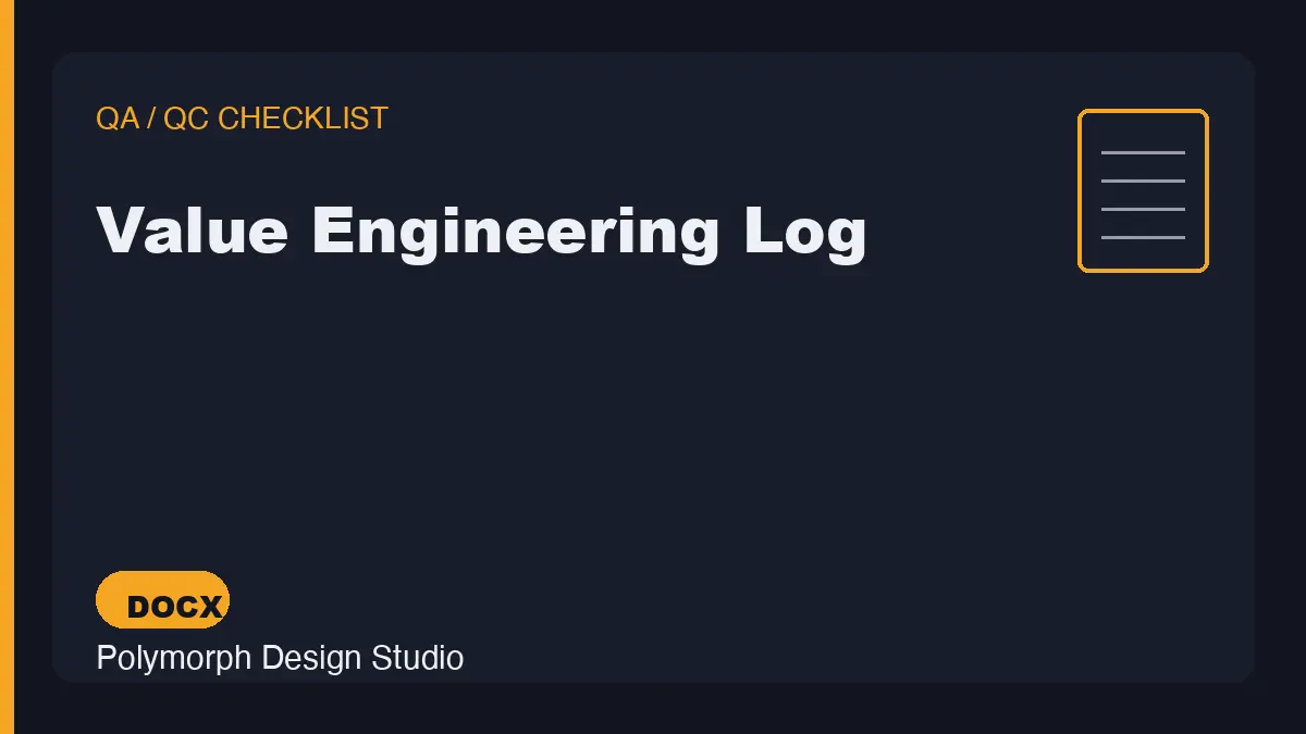 Value Engineering Log