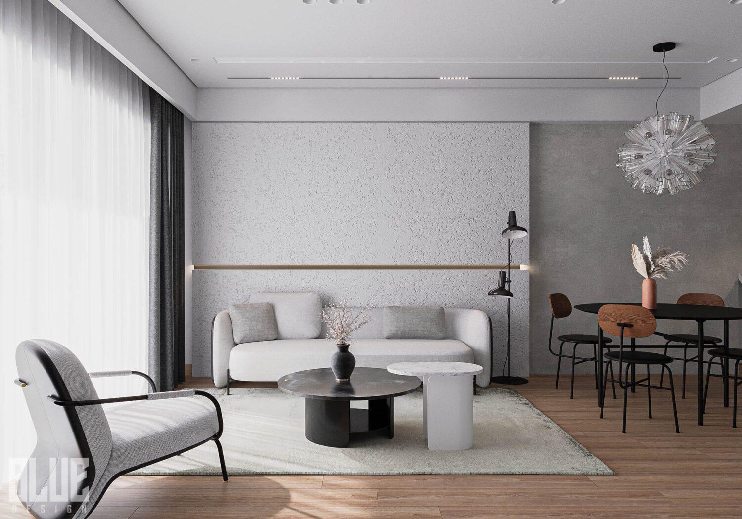 Interior Living Room- Kitchen