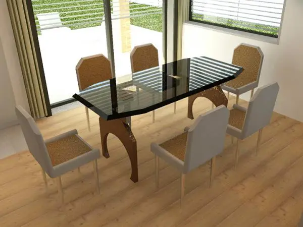Modern glass table set — preview 1, by Mario Gudec (RevitCity, CC0)