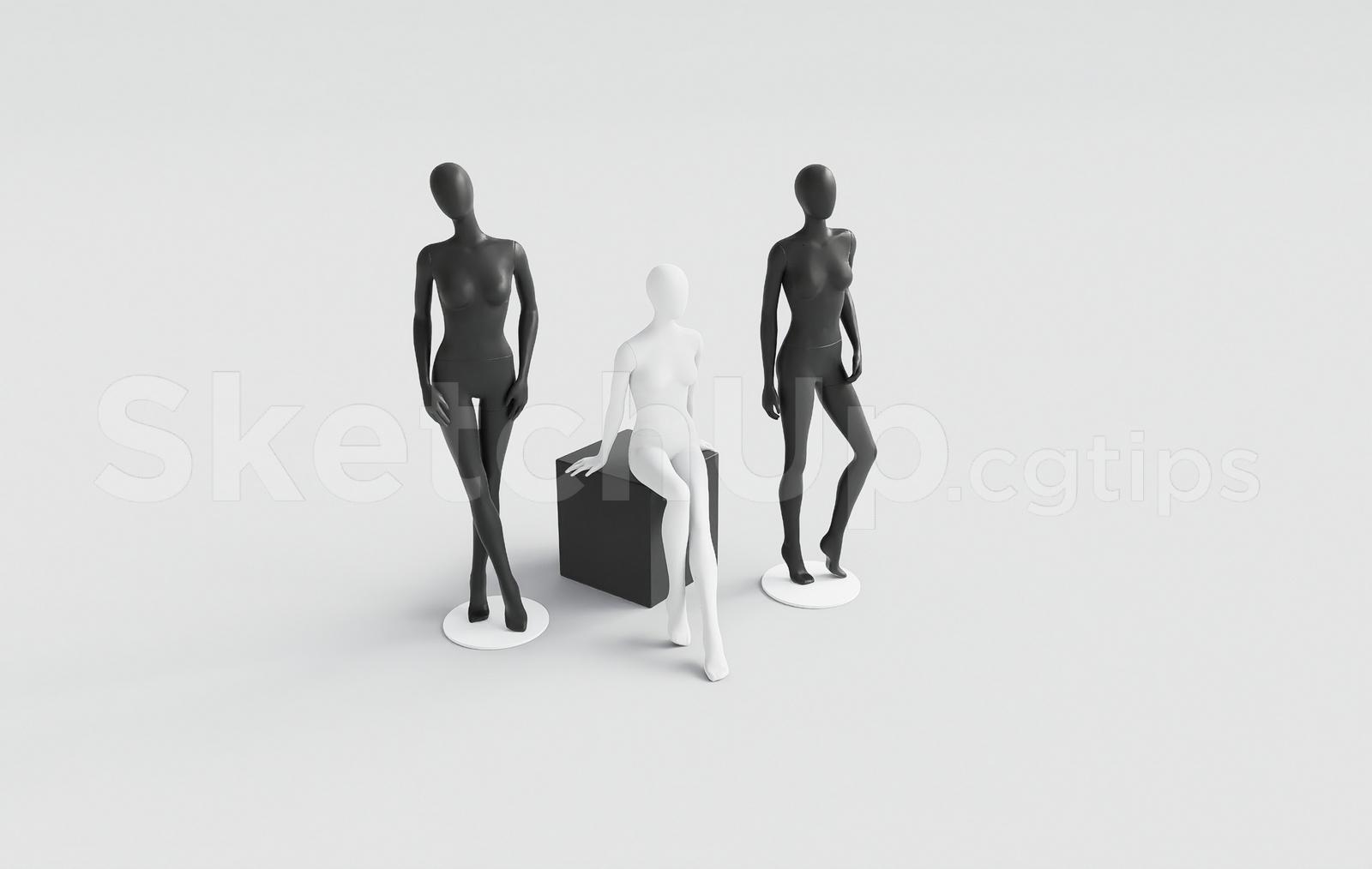 Modern Female Display Mannequins Black and White