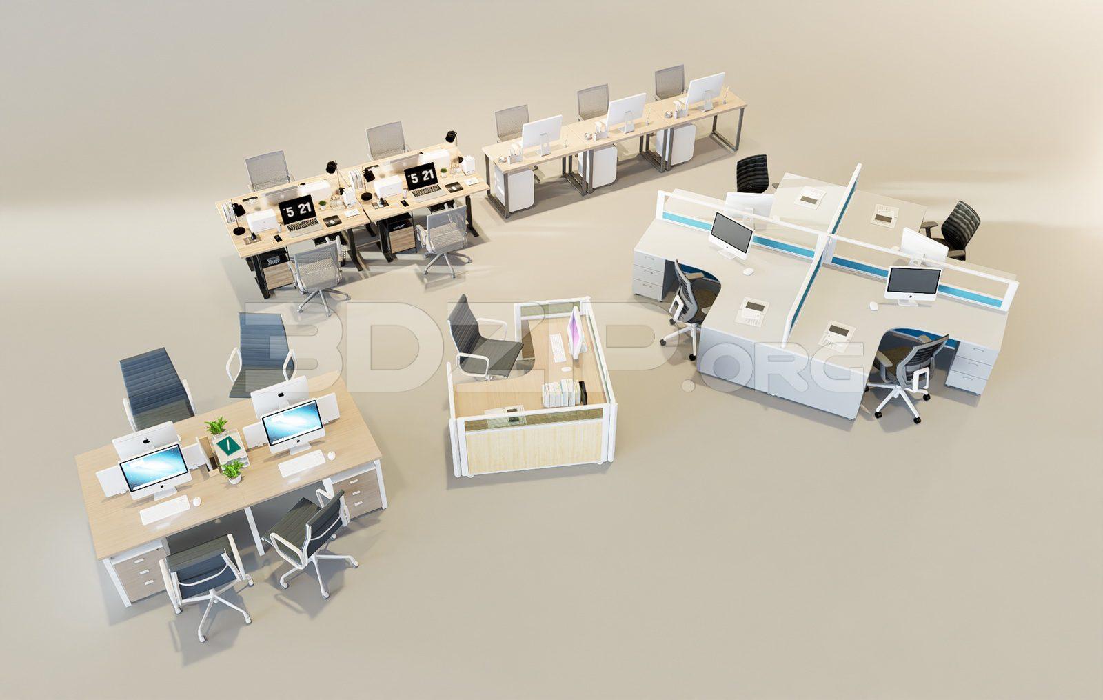 Office work desk and chairs — preview 1 (3dzip)