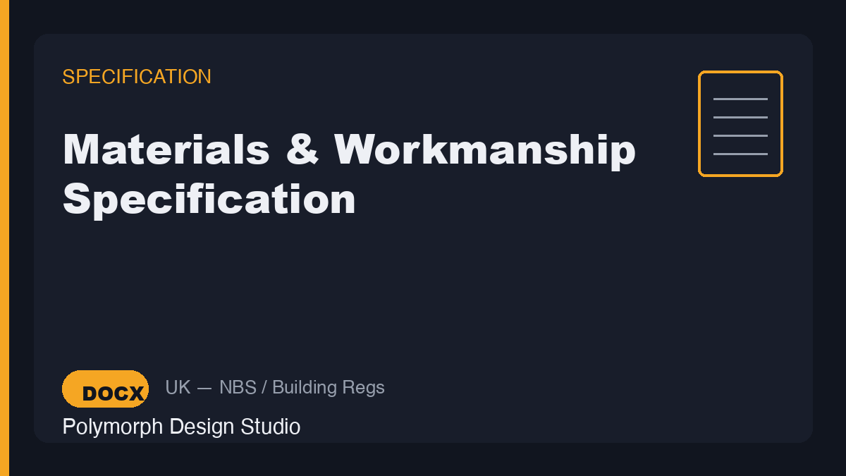 Materials & Workmanship Specification