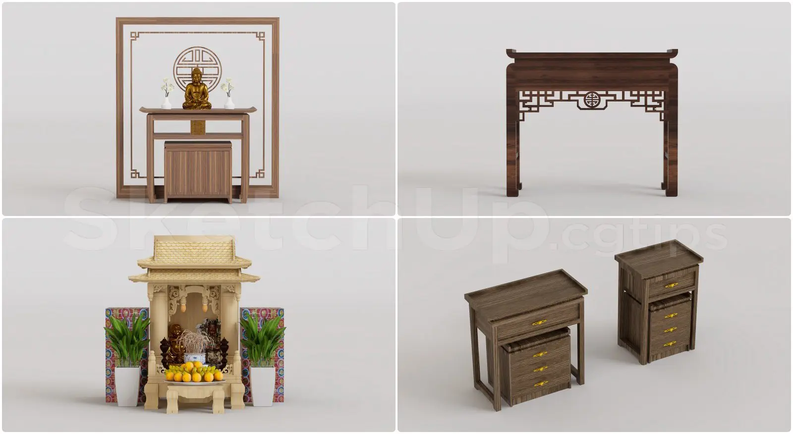 thư viện 3D Sketchup phụ kiện Phòng Thờ
