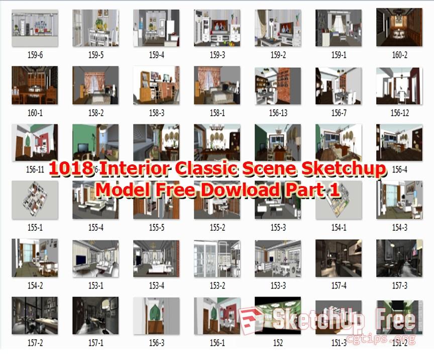 Interior Classic Scene Sketchup Model Free Download Part 1
