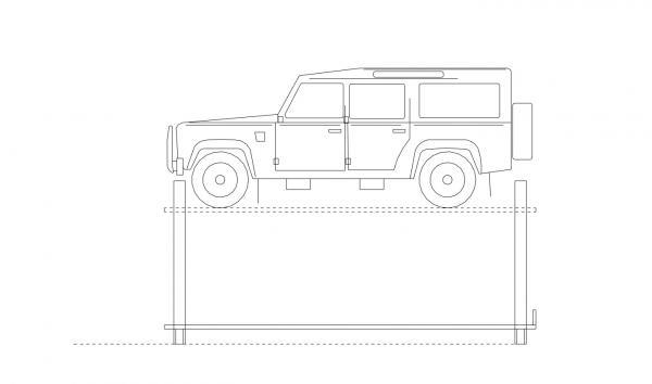 4 Post hoist with vehicle outline
