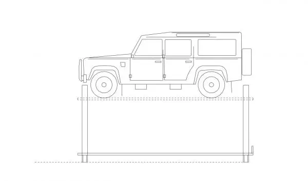 4 Post hoist with vehicle outline