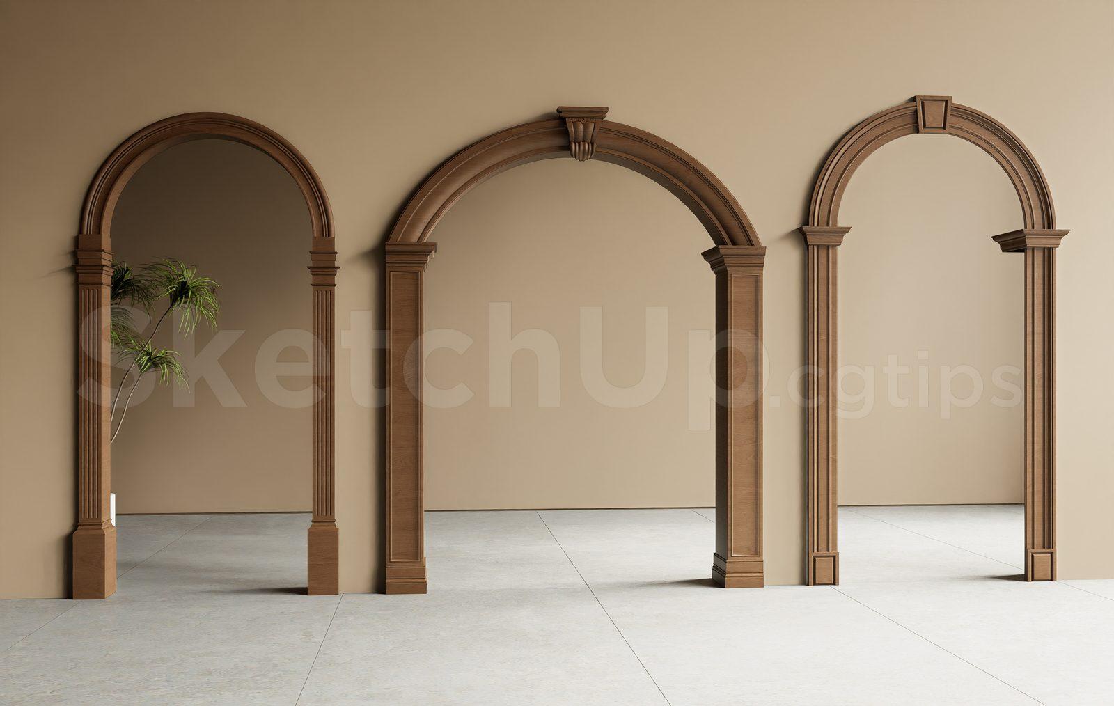 Classic Wooden Arched Doorway