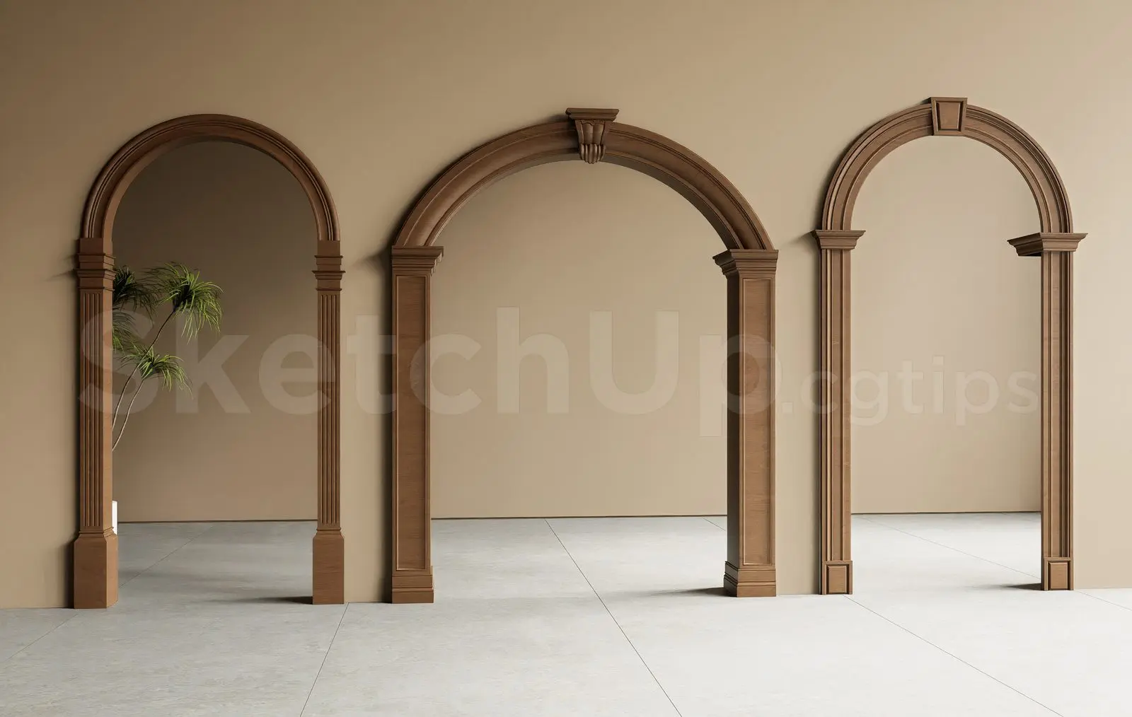 Classic Wooden Arched Doorway
