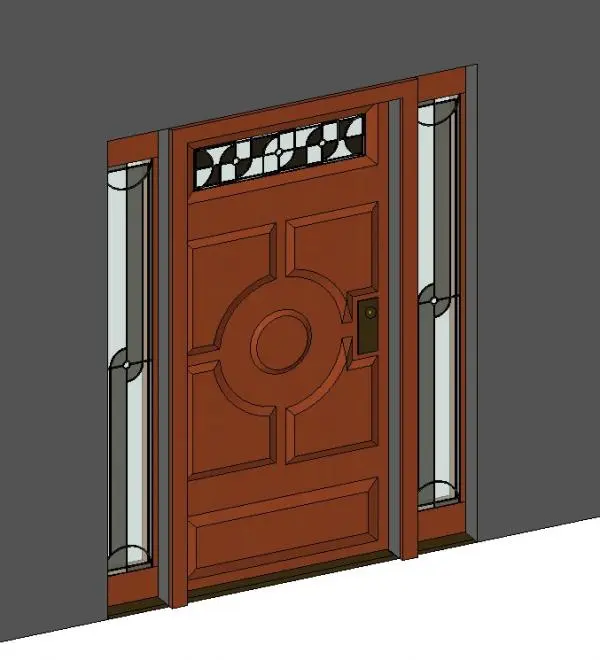 Front Door with Sidelights — preview 1, by G.Zavalaga (RevitCity, CC0)