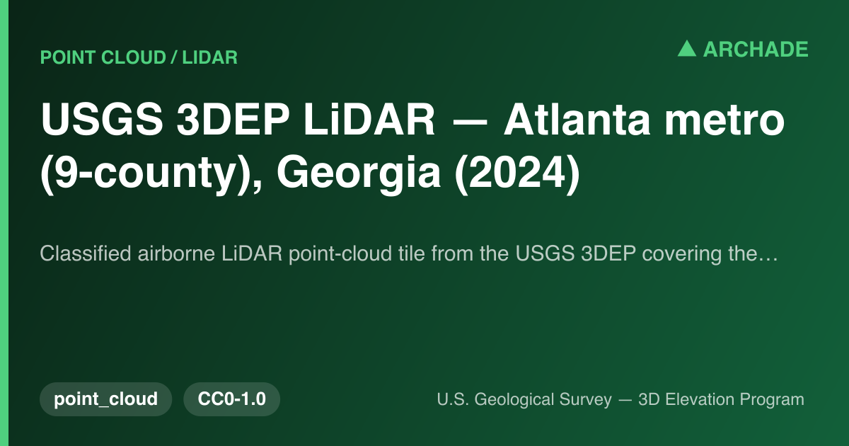 USGS 3DEP LiDAR — Atlanta metro (9-county), Georgia (2024)