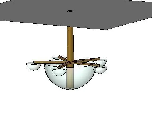 Chandelier Brass 6 Glass Bowl