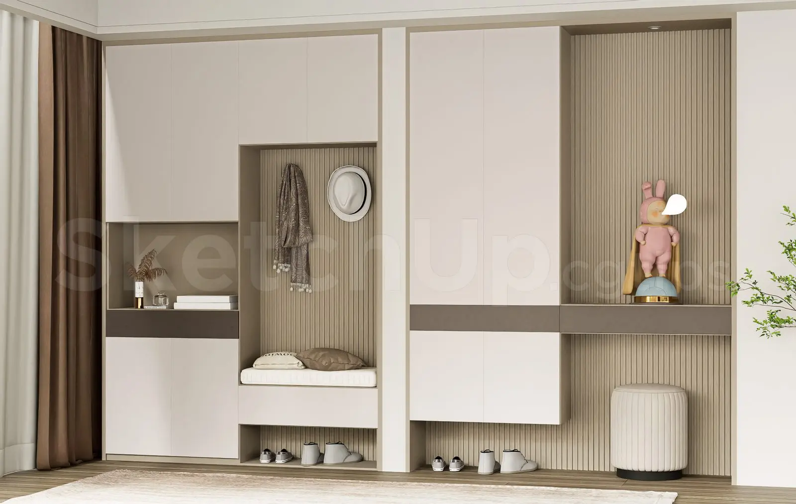 Modern Shoe Cabinet SketchUp 3D Model — preview 1 (cgtips, CC0)