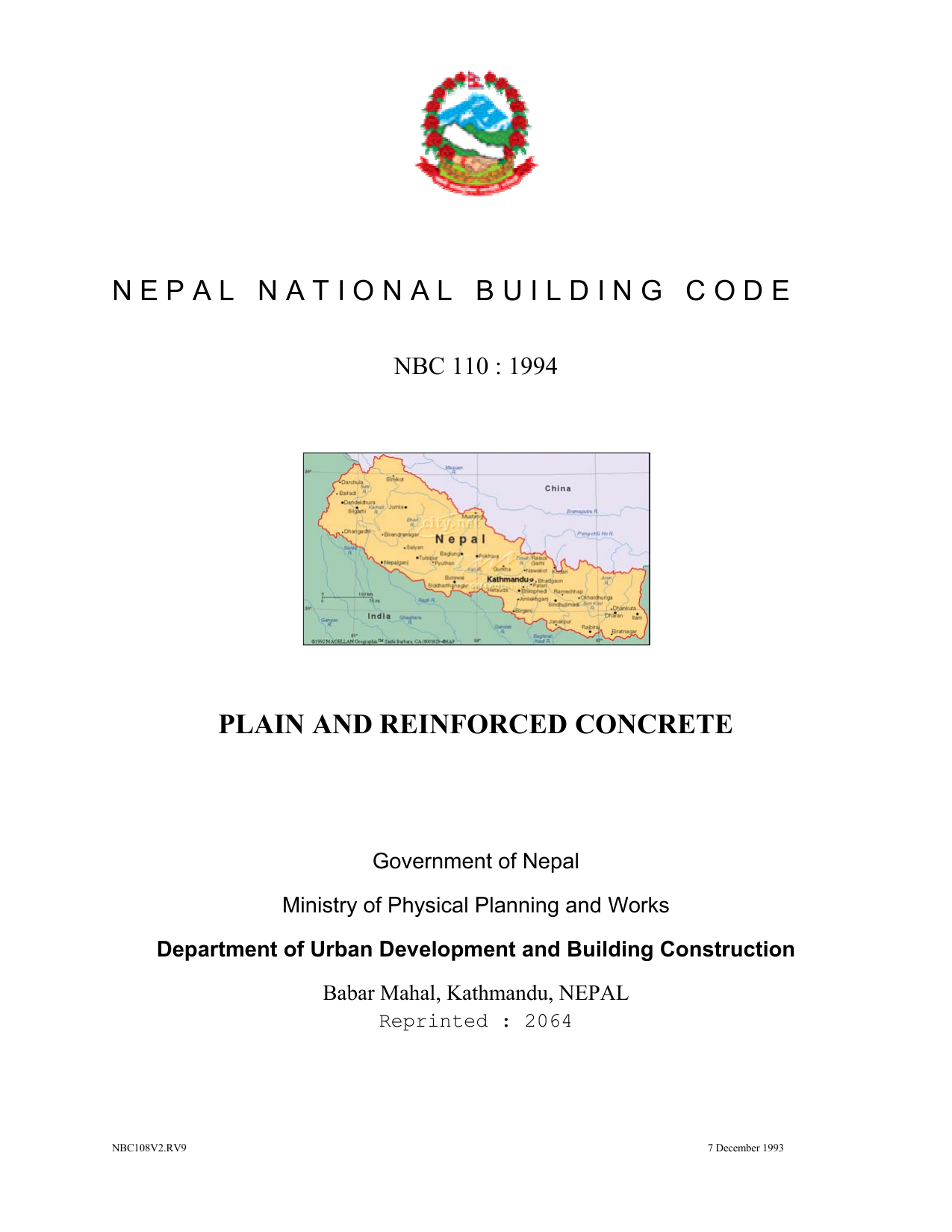 NBC 110: Plain and Reinforced Concrete