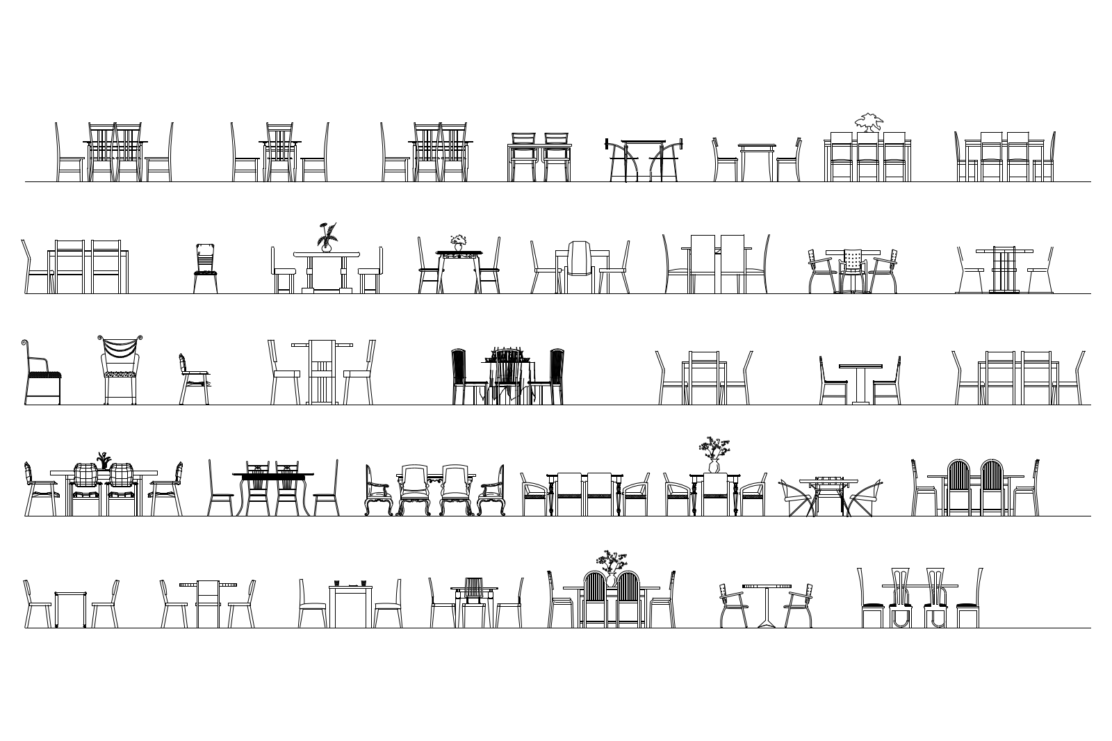 Tables and chairs elevation