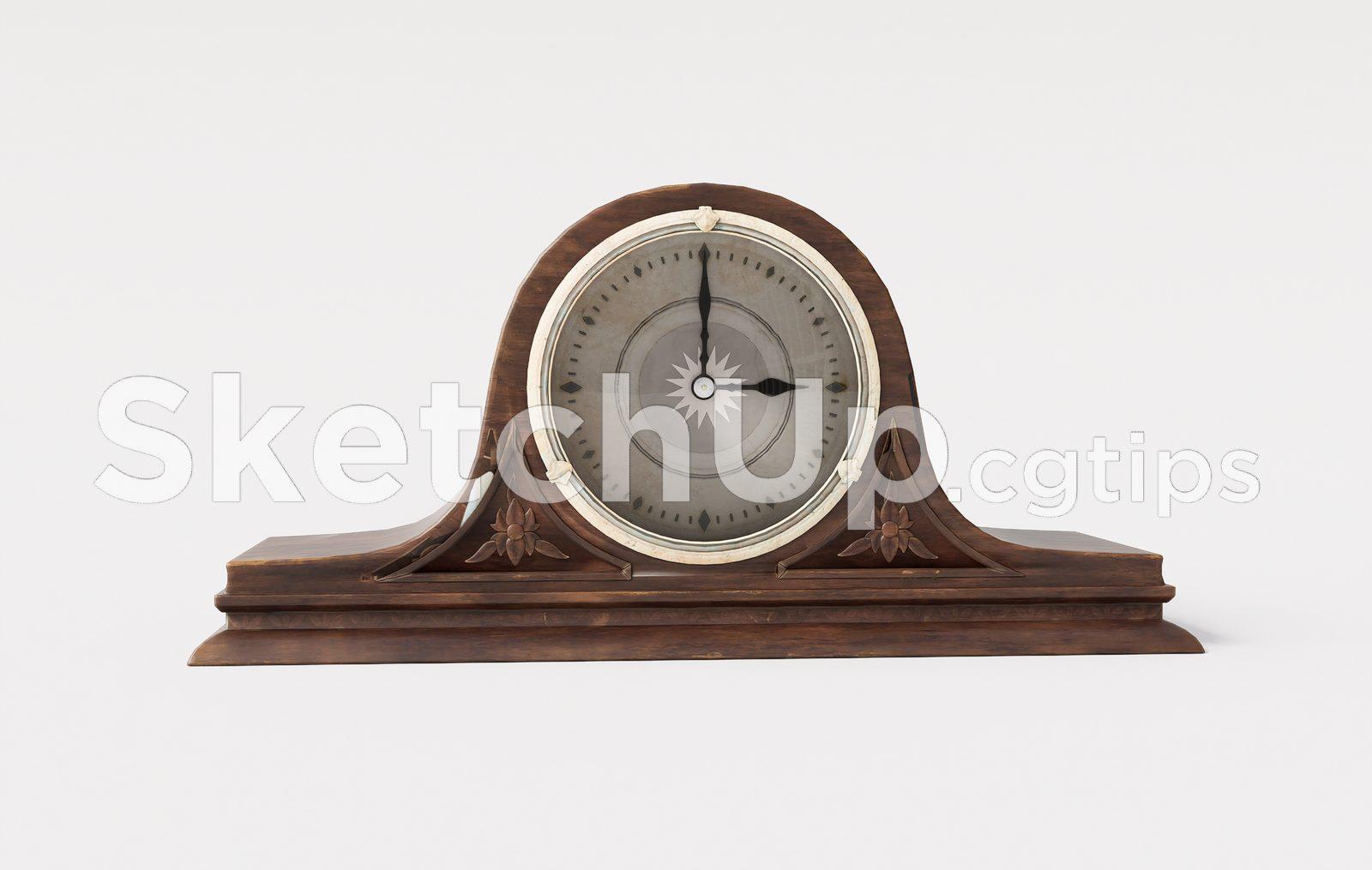 Realistic Mantel Clock 3D Model for SketchUp – Antique Wooden Clock Design