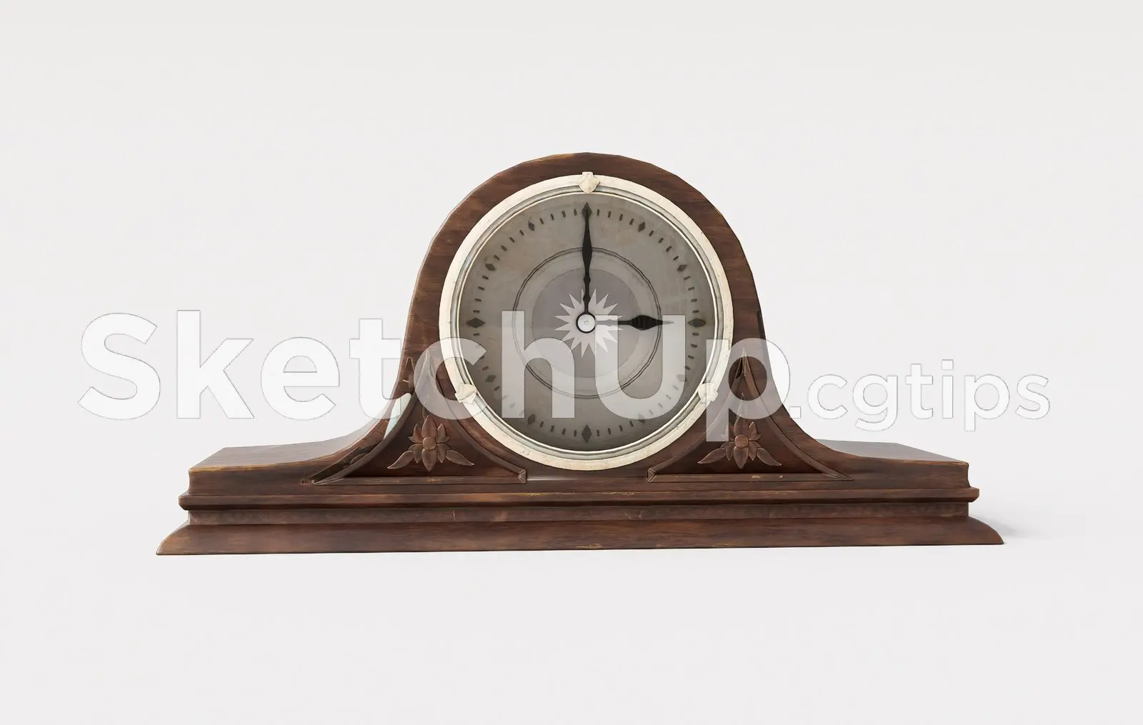 Realistic Mantel Clock 3D Model for SketchUp – Antique Wooden Clock Design — preview 1 (cgtips)