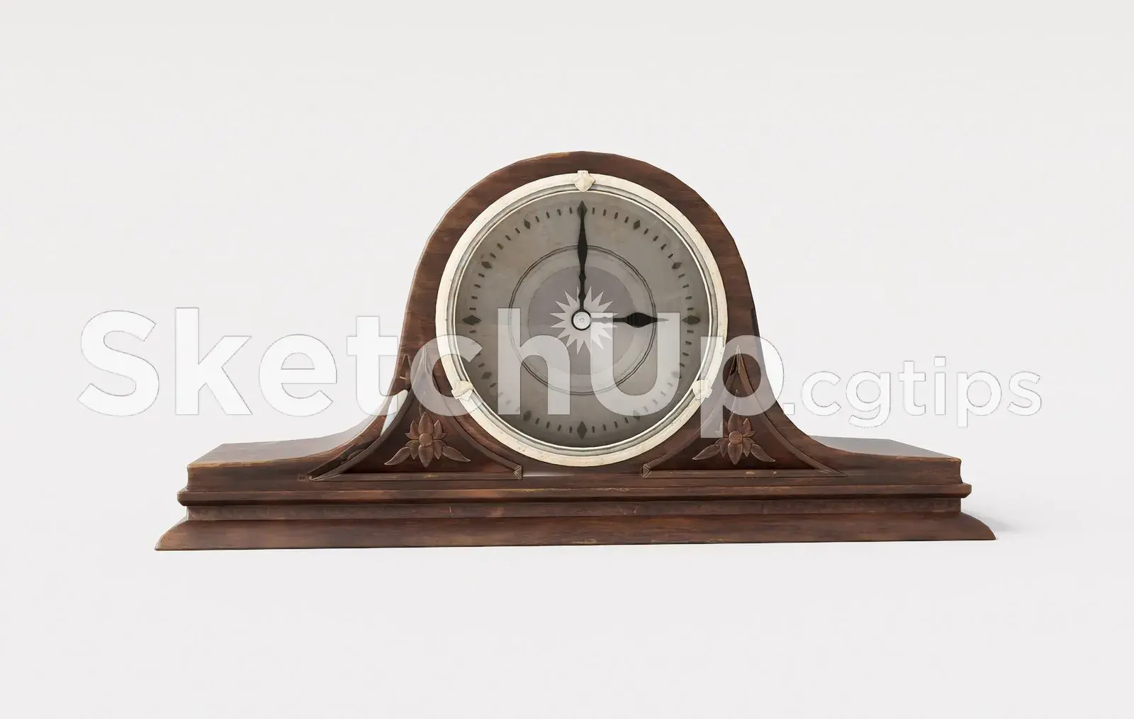 Realistic Mantel Clock 3D Model for SketchUp – Antique Wooden Clock Design
