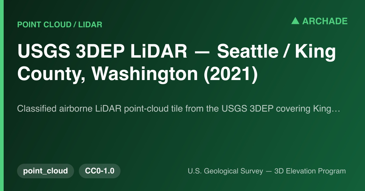 USGS 3DEP LiDAR — Seattle / King County, Washington (2021)