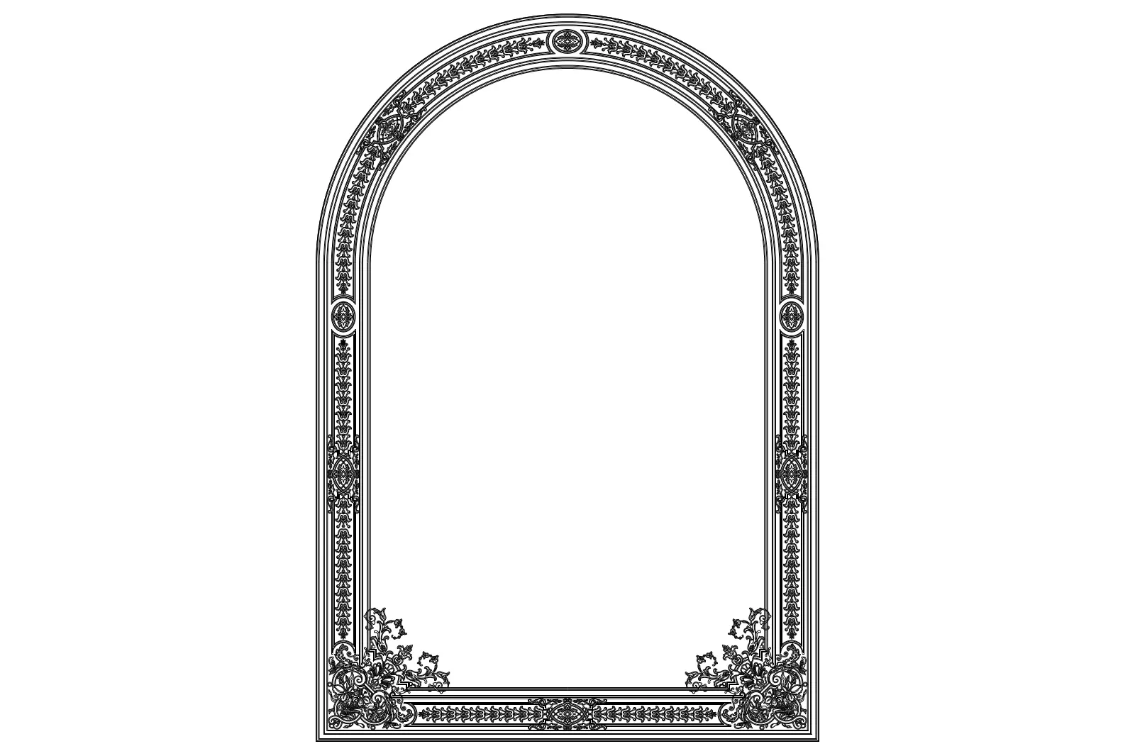 Ornamental frame vector — CAD drawing preview