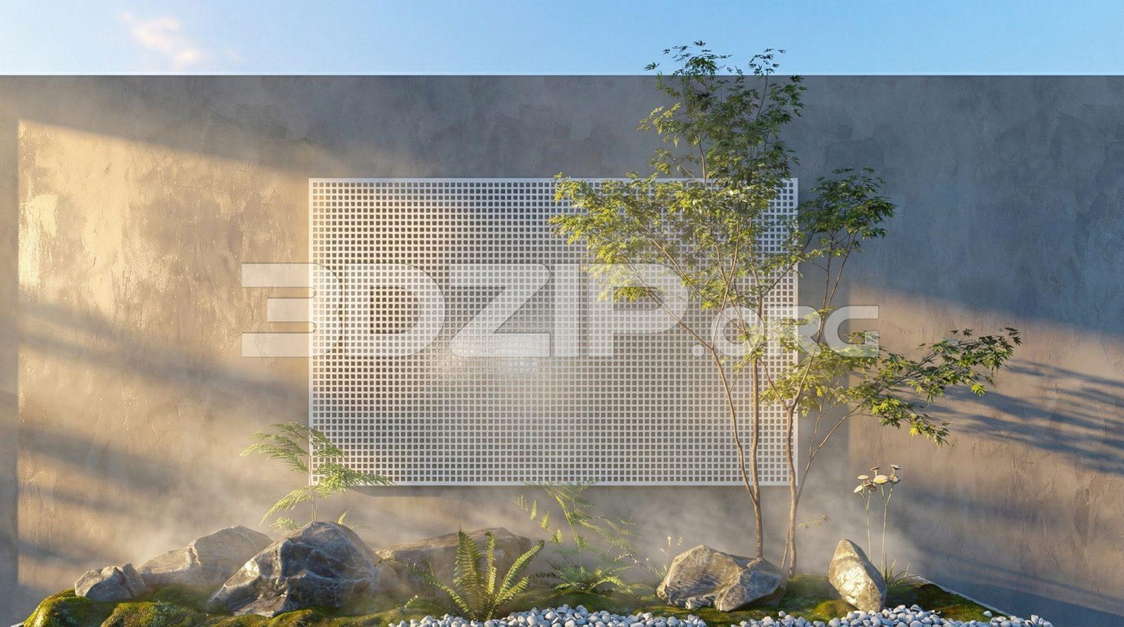 Exterior Visualization – Minimalist Garden with Natural Lighting