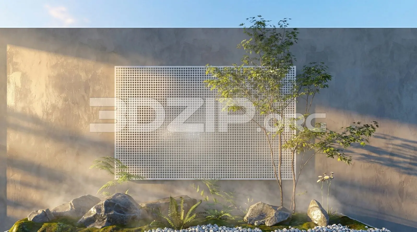 Exterior Visualization – Minimalist Garden with Natural Lighting — preview 1 (3dzip)