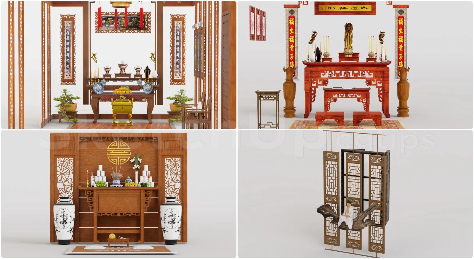 thư viện 3D Sketchup phụ kiện Phòng Thờ