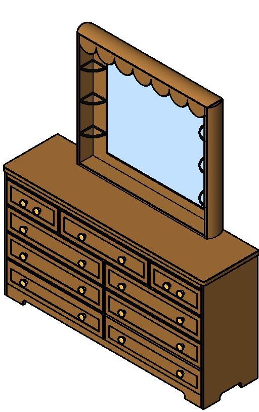 Simple 9 Drawer Dresser with Mirror