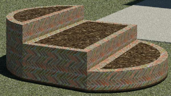 Brick garden with mulch