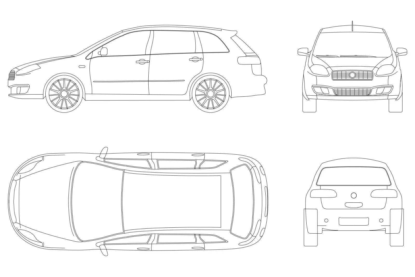 Fiat Croma 2008 — CAD drawing preview