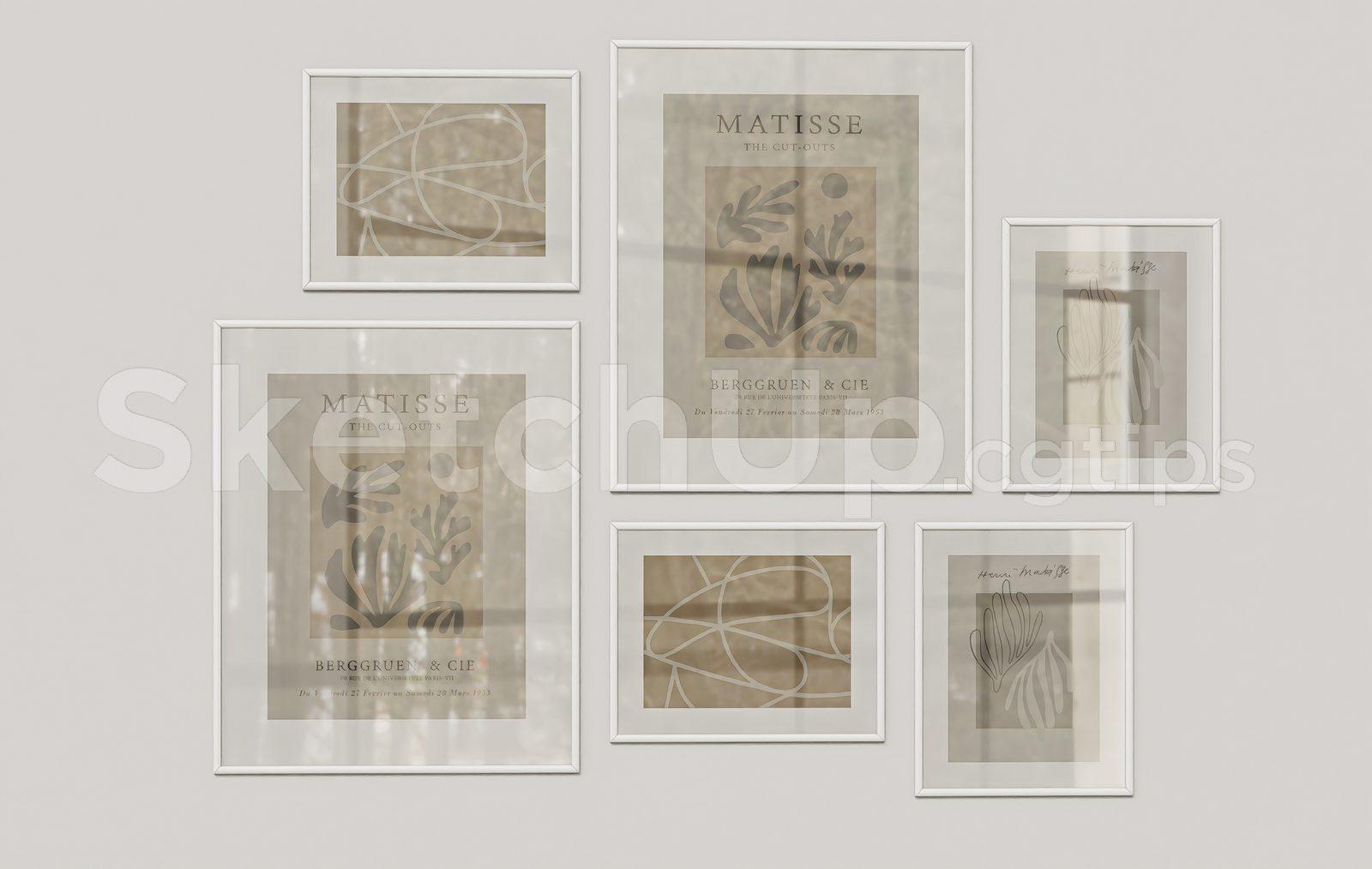Minimalist Abstract Wall Art Gallery – SketchUp Interior Decoration — preview 1 (cgtips)